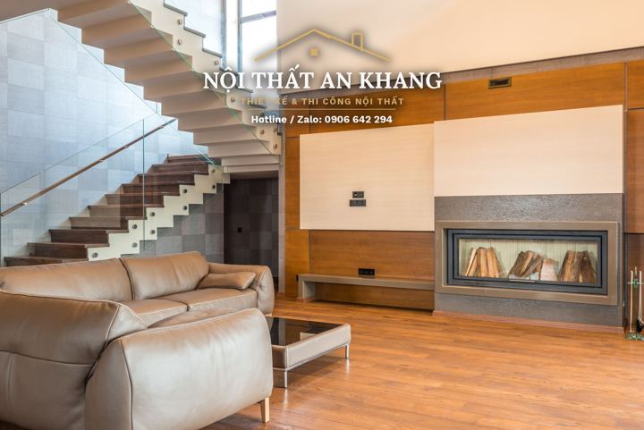 Phòng khách biệt thự hồ bơi – lò sưởi – góc 4