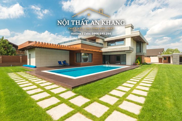 Biệt thự hiện đại có hồ bơi – tổng thể – góc 2