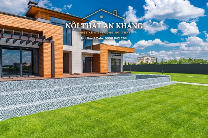 Cầu thang gỗ & sảnh biệt thự ven hồ – góc 7