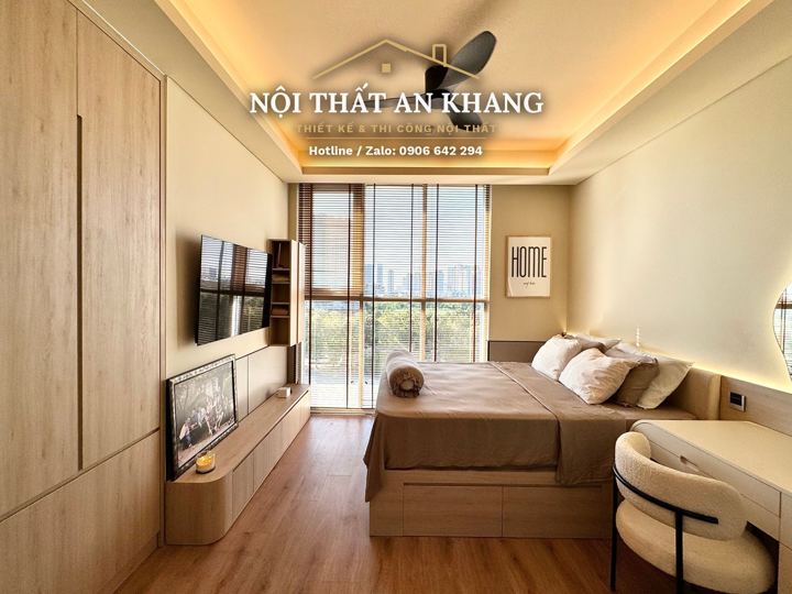 Căn hộ Japandi gỗ sồi – phòng ngủ master – góc 2