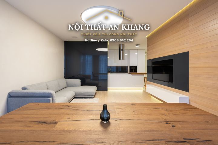 Căn hộ ốp gỗ ấm áp – mẫu thiết kế Nội Thất An Khang