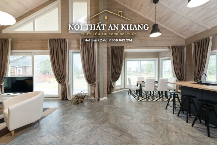 Bếp & bàn ăn nhà phố – tủ đen phối gỗ – góc 7