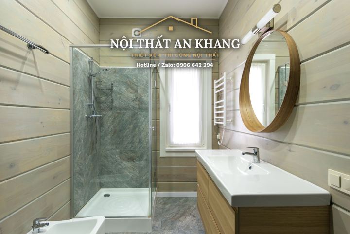 Phòng tắm nhà phố – gương tròn – góc 2