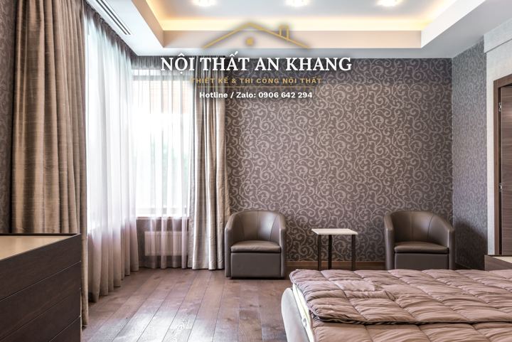 Phòng ngủ giấy dán tường hoa văn – góc 2
