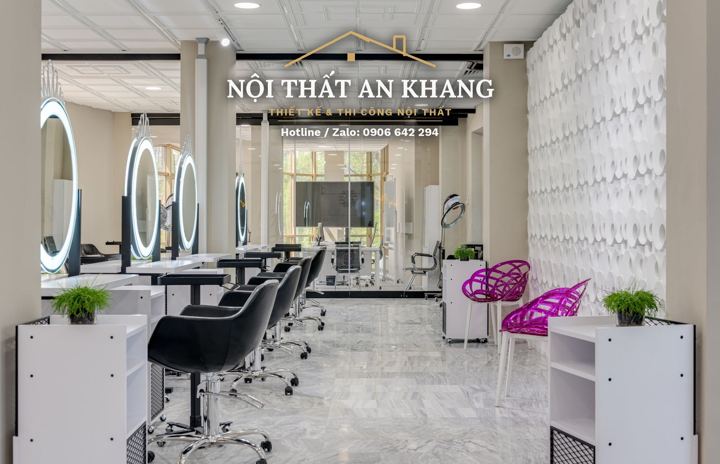Salon tóc – bàn gương đèn tròn – góc 3