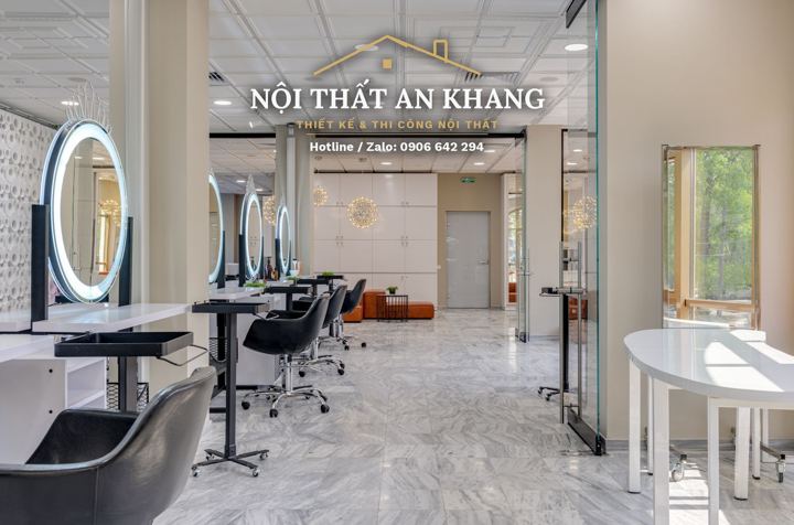 Salon tóc – bàn gương đèn tròn – góc 7