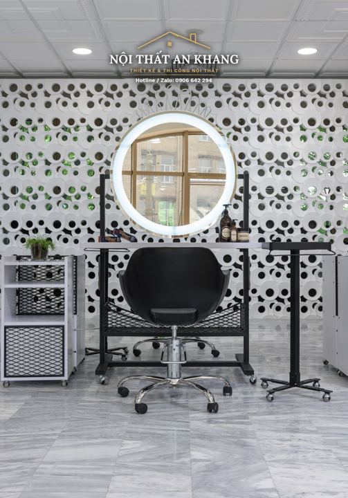 Salon tóc – bàn gương đèn tròn – góc 8