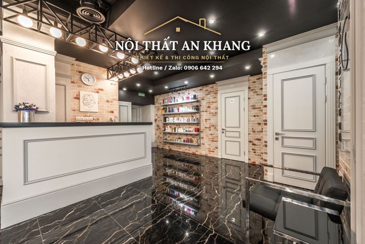 Salon làm đẹp – sảnh lễ tân & khu làm tóc – mẫu thiết kế nội thất spa & salon