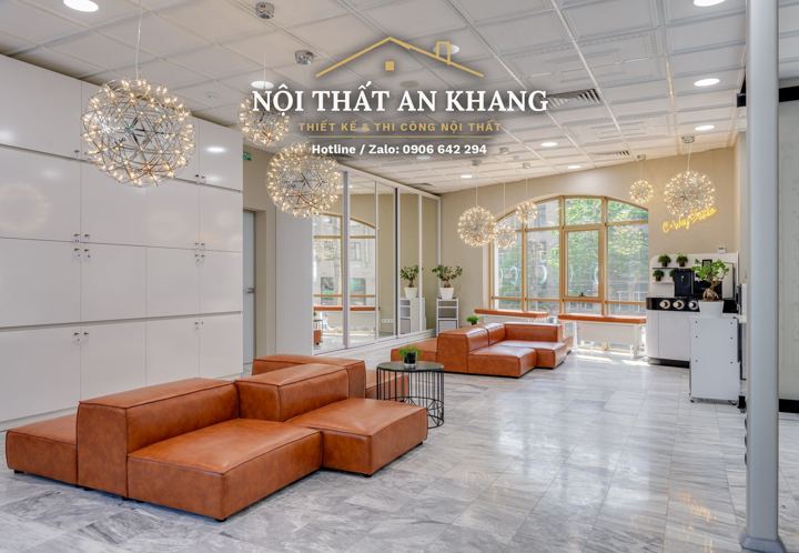 Salon tóc – khu chờ sofa da – góc 6