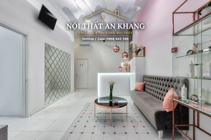 Spa tông hồng – sảnh đón & khu chờ – góc 3