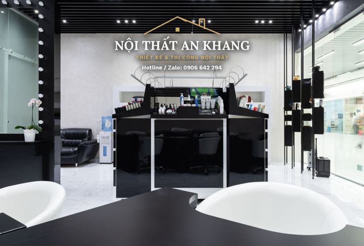 Tiệm nail đen trắng – bàn làm móng – mẫu thiết kế nội thất tiệm nail