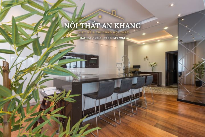 Tủ bếp Acrylic trắng bóng – mẫu thiết kế Nội Thất An Khang