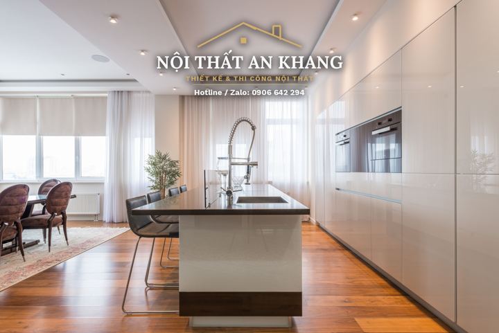 Tủ bếp Acrylic trắng bóng – góc 2