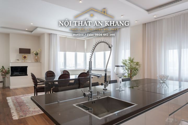 Tủ bếp Acrylic trắng bóng – góc 6